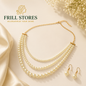 Anti-Tarnish Triple Layer Pearl Necklace Set for Women | Elegant Multi-Strand Pearl Choker with Matching Pearl Drop Earrings | Office Wear, Daily Wear, Party Wear &amp; Timeless Classic Jewelry