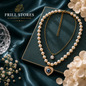 Anti-Tarnish Pearl &amp; Evil Eye Heart Pendant Necklace for Women | Gold-Tone Layered Pearl Necklace with Crystal Heart Charm | Office Wear, Daily Wear &amp; Elegant Fashion Jewelry